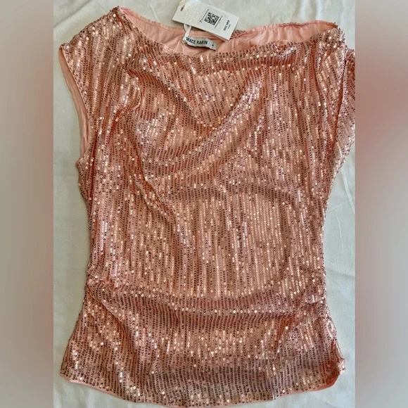 Grace Karin NWT Sequin One-Shoulder Top - Picture 3 of 4